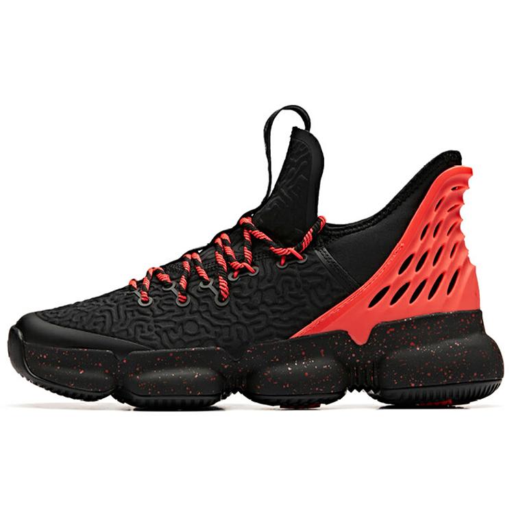 New ANTA Basketball Shoes Men Low Top Black/Neon Bright Dark Red 91931180-3