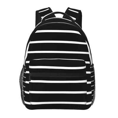Black White Stripes Backpacks Boys Girls Bookbag Children School Bags Cartoon Laptop Rucksack Shoulder Bag Large Capacity