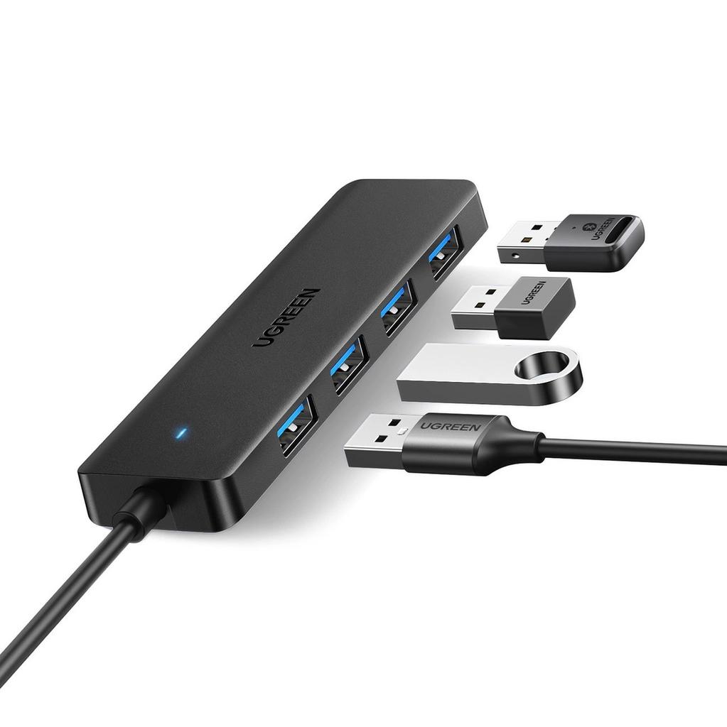 HUB Ugreen CM219 25851 z 4 portami USB-A 3.0 i kablem USB-A 3.0 15cm - czarny