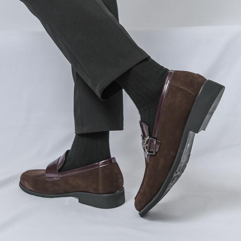Fashion Luxury Fashion Designer New Pointed Suede Leather Casual Shoes For Men Brown Black Blue Loafter Formal Wedding Dress Homecoming