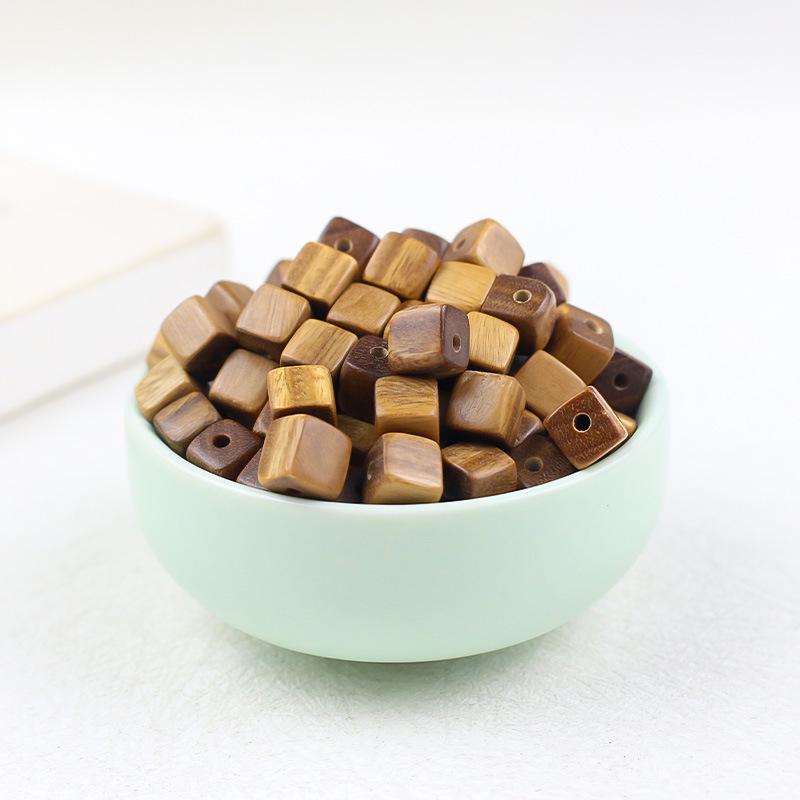 Green Sandalwood Square Beads 6-7MM DIY Buddhist Bracelet Accessories, Pre-drilled Loose Beads.
