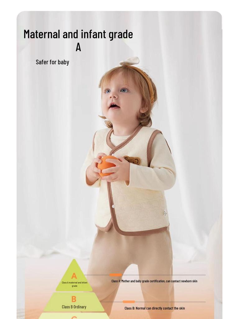 Jingqi Quilted Sleeveless Warm Vest for Newborns - Boys and Girls, Spring & Autumn Season
