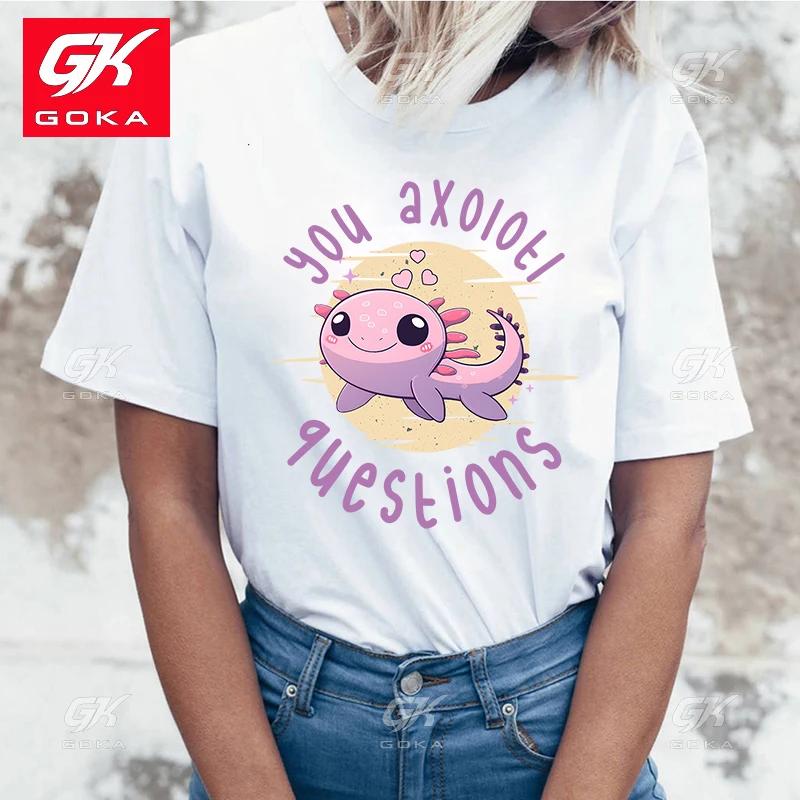 

New You Axoiotl Questions Printing Ctton T Shirt Fashion Short Sleeve Tees Casual Cute Graphic Tops Hip Hop Unisex T Shirts S