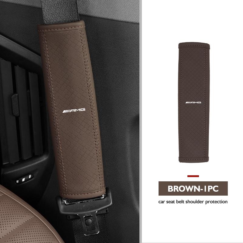 CSF1   Leather Car Seat Belt Cover Shoulder Protection Strap Pad For Mercedes Benz AMG W202 W212 W213 W220 W221 W222 C180 C200 C260