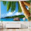 Beautiful Sea Scenery Tapestry Sea Vintage Beach Seascape Palm Tree Tapestry Wall Hanging Tapestries Boho Bedroom Wall Rug Premium Quality