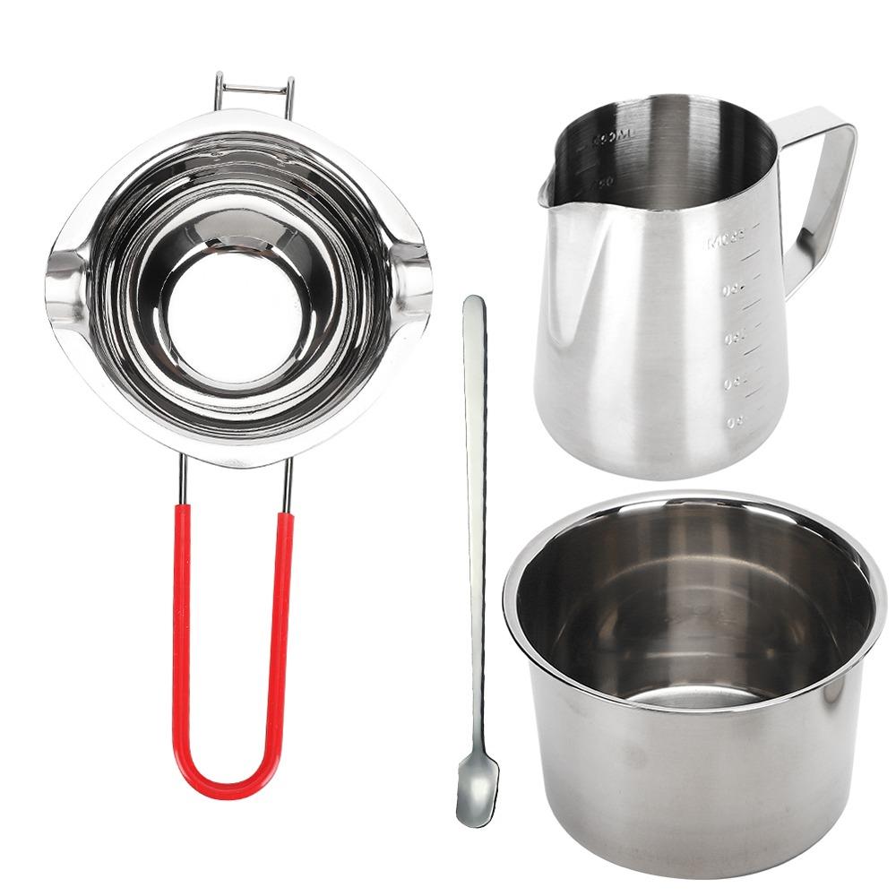 4pcs Silver Wax Melting Pot Stainless Steel Melting Pot Double Boiler Pot Candy Making