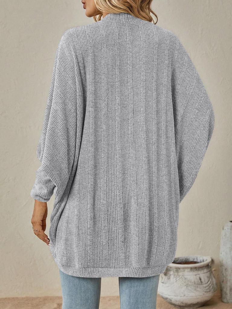 2025 European & American Women's Autumn/Winter Solid Color Mid-Length Knitted Cardigan Sweater