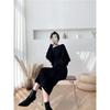 Fashion Short Loose Round Neck Sweater Fall and Winter Two-piece Set of Female Elastic Tight Undershirt Dress In Long Dresses
