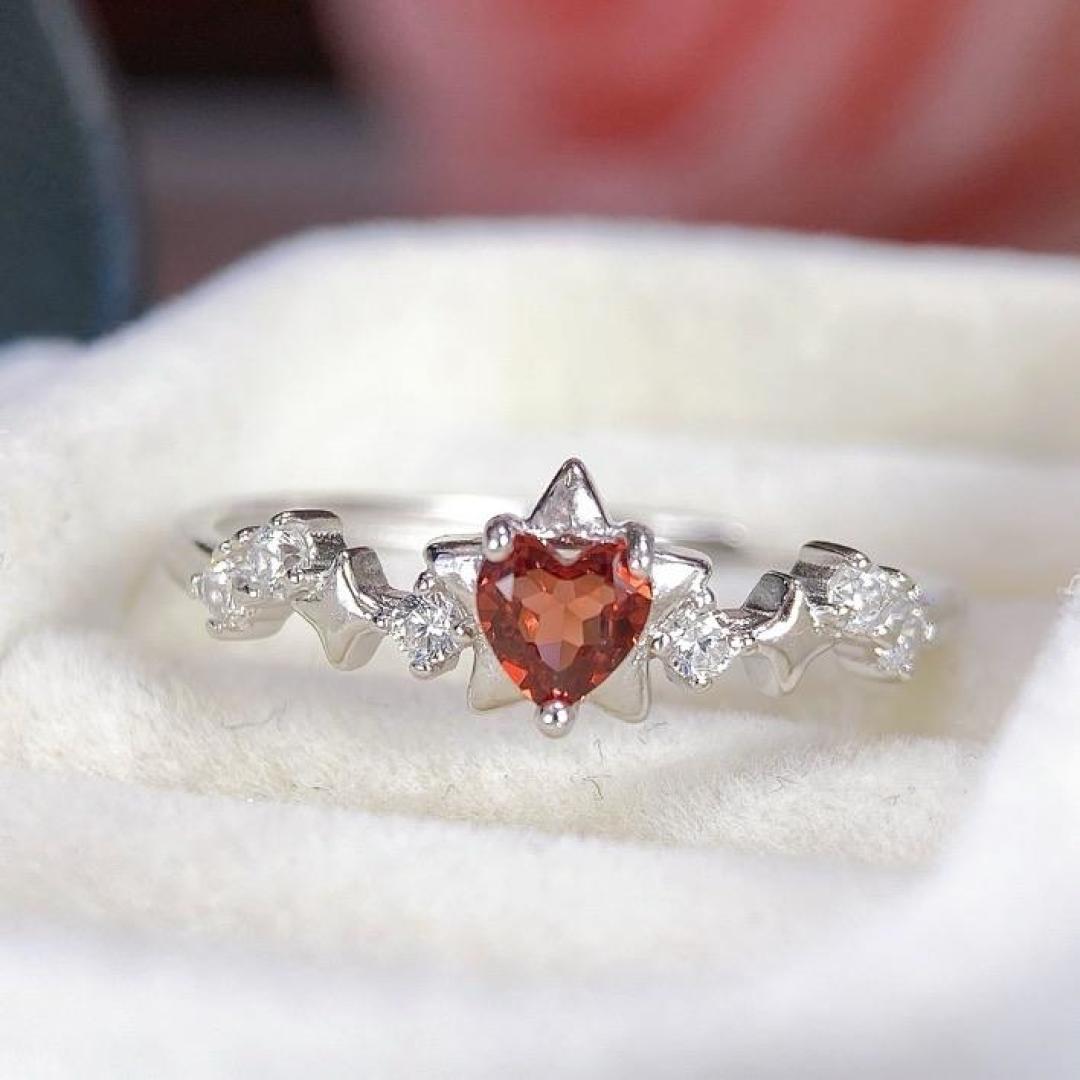 Garnet S925 Silver Fashion Crystal Inlaid Openable Women s Ring