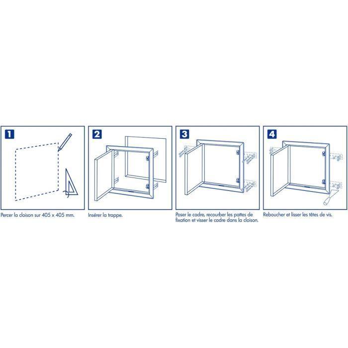 Inspeksjonsluke - Semin - 400 mm x 400 mm - Metallisk - Hvitlakkert - Innvendig