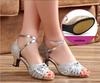 Latin Dance Shoes For Women Mid Heel Sneakers Square Dance Shoes Sandals Square Ballroom Satin Banquet Ladies Shoes