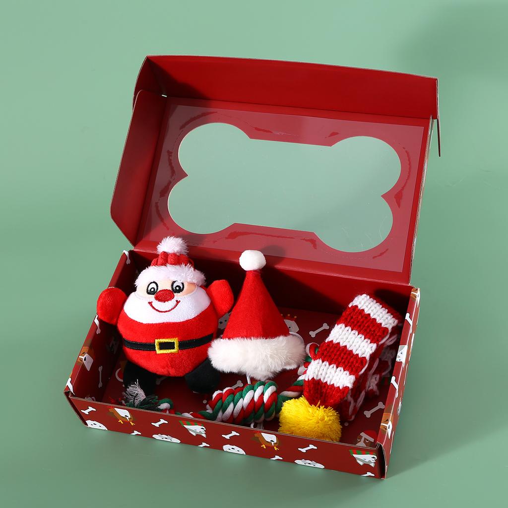 Set 2 Sciarpe Natalizie Per Cani, Doppio Lato Babbo Natale E Pupazzo Di Neve