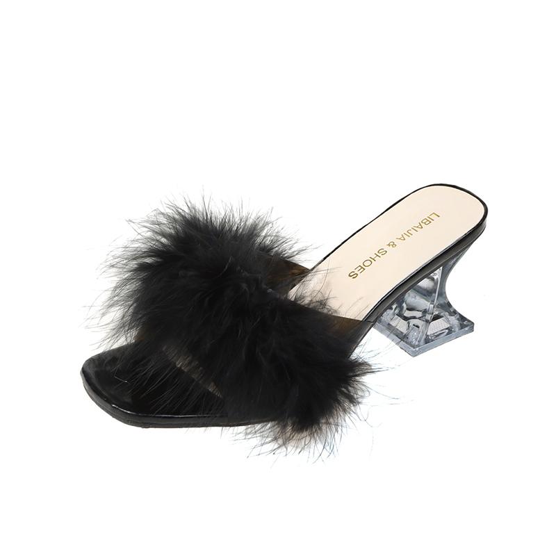 Fashion Comemore Women Slippers Summer Fashion Stiletto Sandals Open Toe High Heel 2025 Fur Heels for Woman Pink Shoes Sapatos Femininos