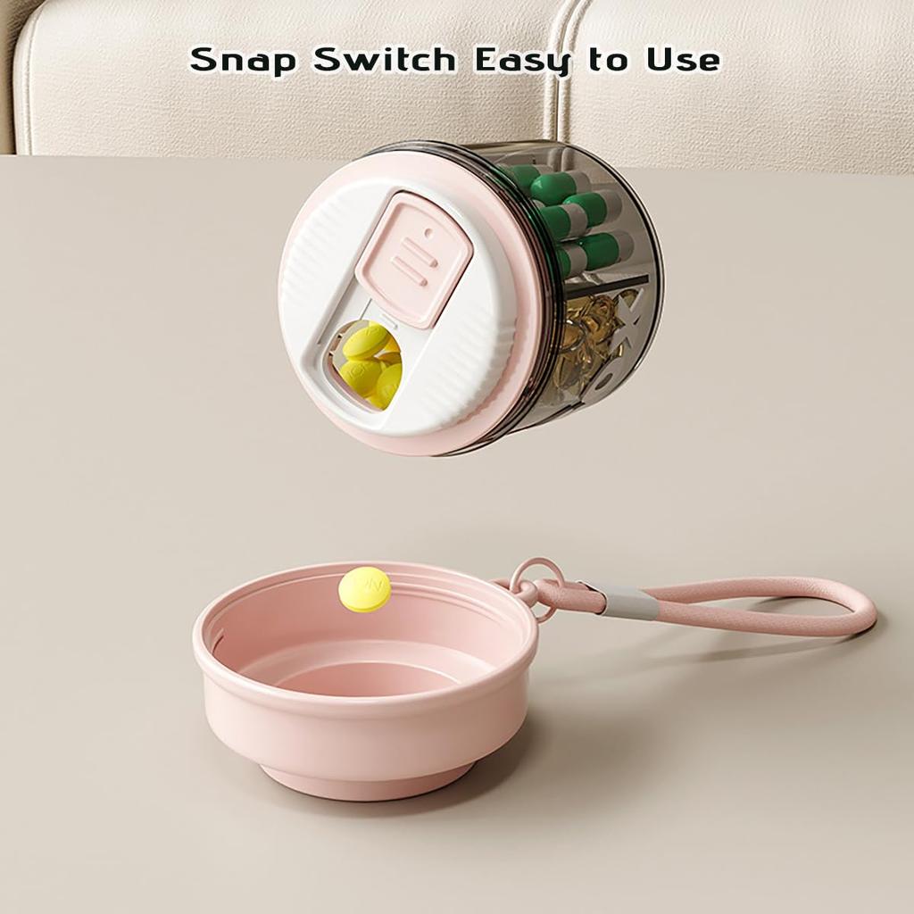UNTIOR Pill Box 4 Grids Rotatable Visual Tablets Medicines Organizer Case Travel Pills Drug Vitamins Fish Oils Storage Dispenser