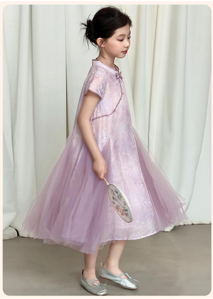 Girls' dress, summer new style, girls' new Chinese style dress, big children's national style cheongsam dress, summer dress, Hanfu dress