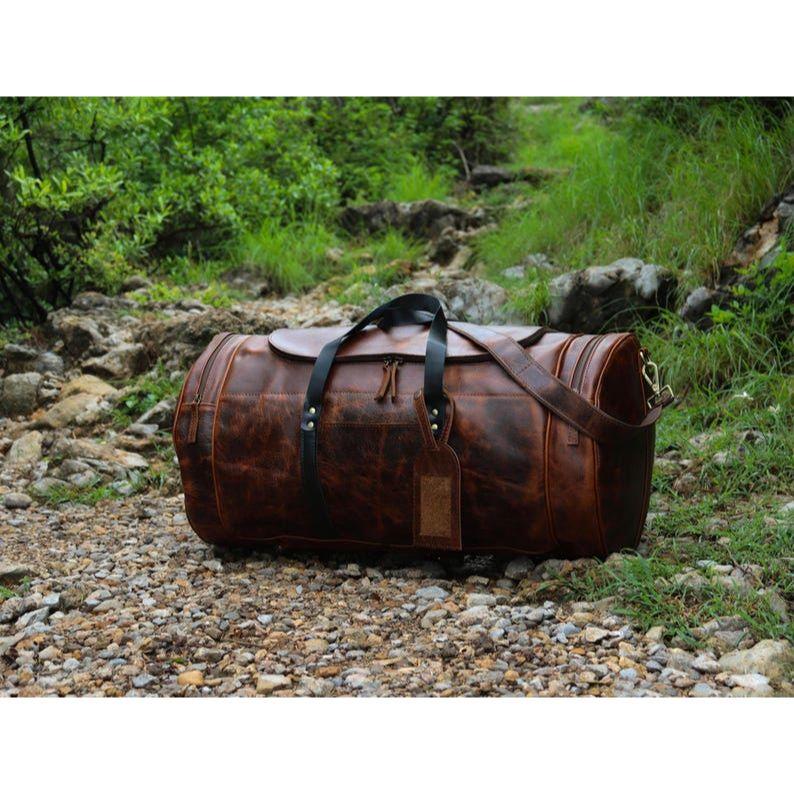 

Full Grain Leather Duffle Bag 24-Handmade Buffalo Leather Men s Weekender Bag-Overnight Shoulder Holdall Bag-Ideal Gift For Men 24 x 11 x 11 in