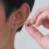AAA CZ Stone Stud Earrings for Men Boys,Small Triangle Metal Earrings with Stainless Steel Butterfly Buckle,Casual Jewelry Gifts