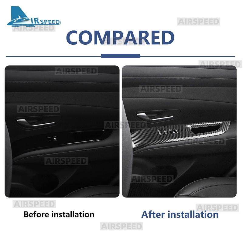 Carbon Fiber Style Car Window Control Frame Cover LHD For Hyundai Tucson NX4 2025 2026 Sticker Interior Trim Accessories