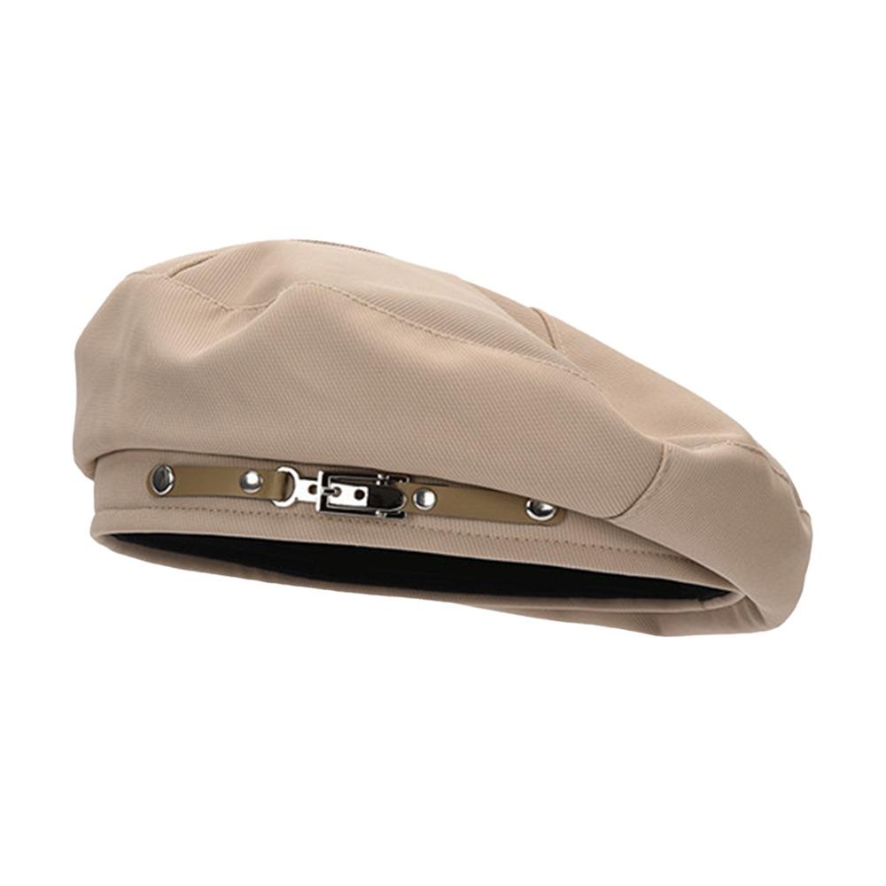 Street Temperament Metal Buckle Retro Beret Cap Solid Color Face Little Painter Hat Warm Women Beret Spring Autumn Winter