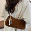 Brown Suede Women's Small Square Pack Retro Zipper Casual Handbags Fashion Large Capacity Commuting One Shoulder Bag