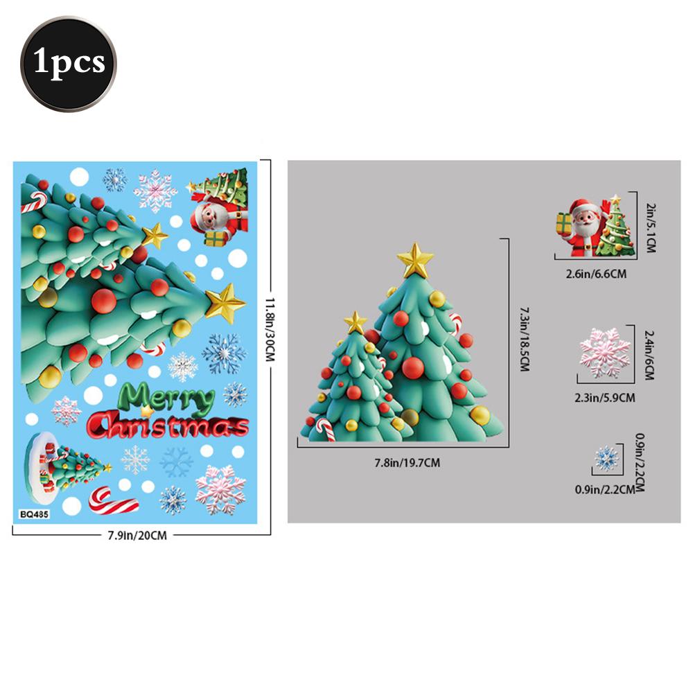 2026 Christmas Window Stickers Santa Claus Reindeer Snowmen PVC Static Glass Stickers No Glue Reusable Christmas Home Decoration