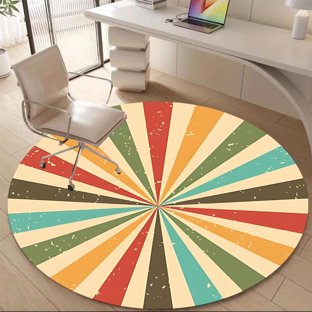 1pc Sunburst Colors Office Round Area Rug, Under Office Chairs Bedroom Living Room Home Decor, Room Deco