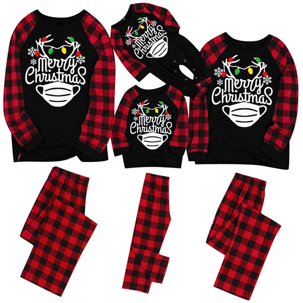 Christmas Man Daddy Print Blouse Tops And Pants Family Clothes Pajamas