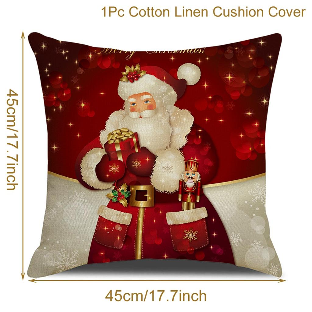 Christmas Cushion Cover Merry Christmas Home Decoration Santa Pillowcase Ornament Navidad 2023 Happy New Year 2024