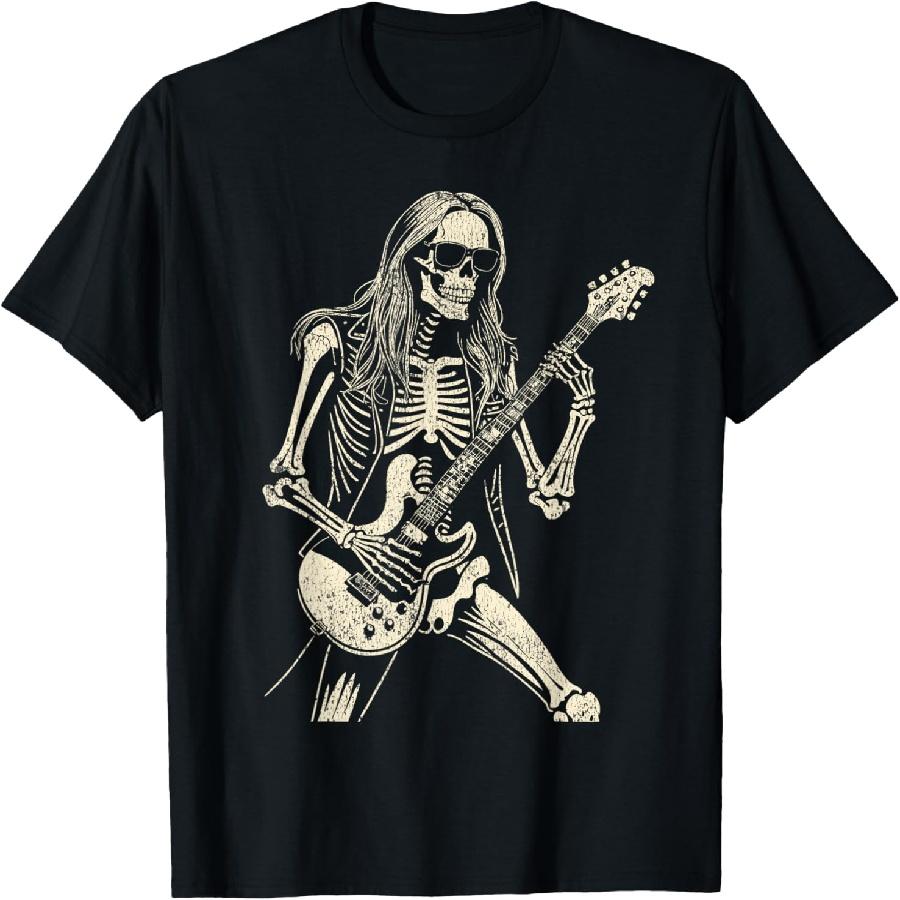Футболка с принтом «Скелет играет на гитаре» Рок-н-ролльная группа Rock On XXXXXL чёрный