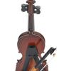 Wooden Mini Violin Model with Stand Playable Tiny Violin Figurine Miniature Musical Instrument Ornament Home Office Desktop Decoration