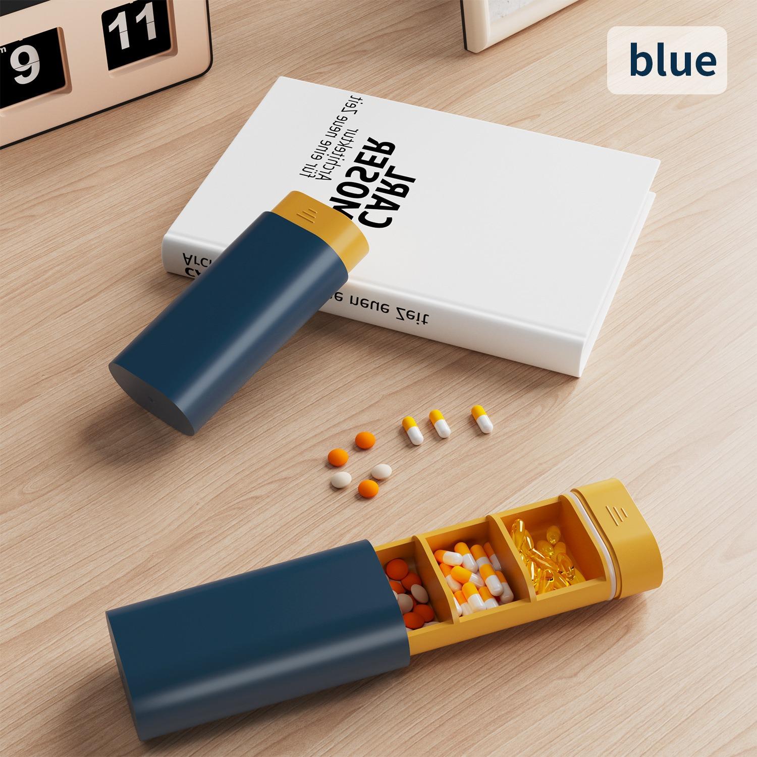 

New Mini Hot Portable 3 Grids Travel Small Pill Organizer Box Cases Container Storage Tablets Vitamin Pills Medicine Fish Oils синий