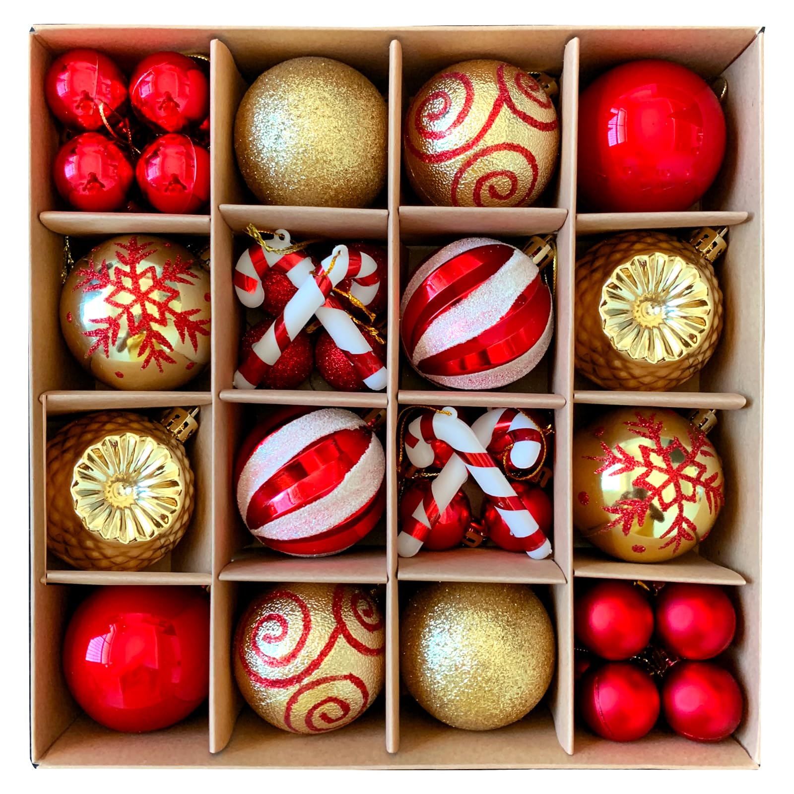 

JLNJLE Luxurious Set of Christmas Ball Nordic for Christmas Tree Stylish and Gorgeous in Red and Gold 45-Piece Ornaments, Style, Decorations,