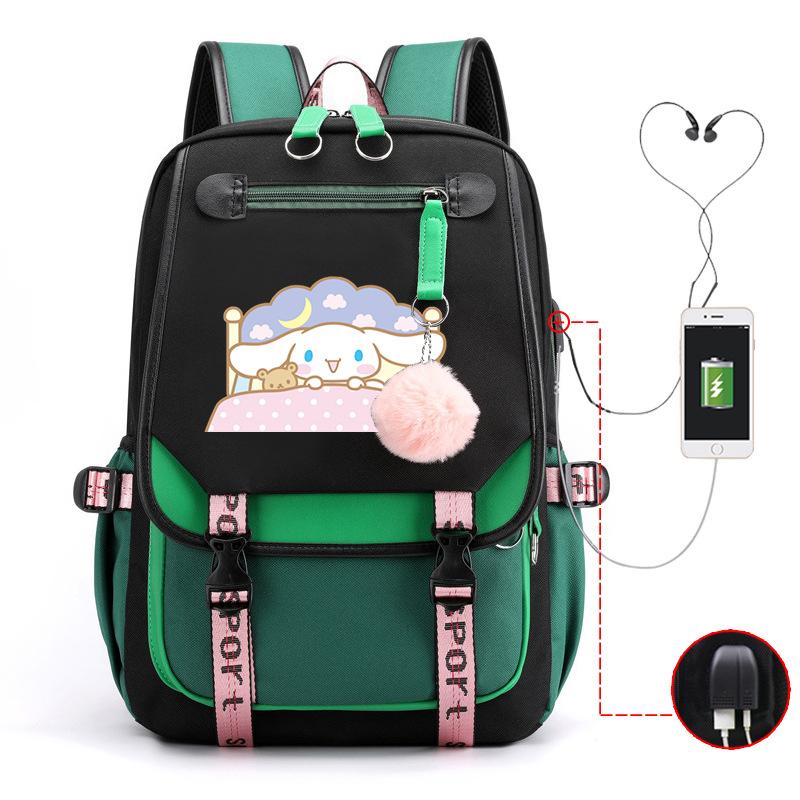 Pies z Dużymi Uszami Plecak Szkolny Męski i Damski Plecak dla Ucznia Szkoły Średniej Gimnazjum Styl College'owy Pasek do Plecaka Plecak Wielofunkcyjny USB