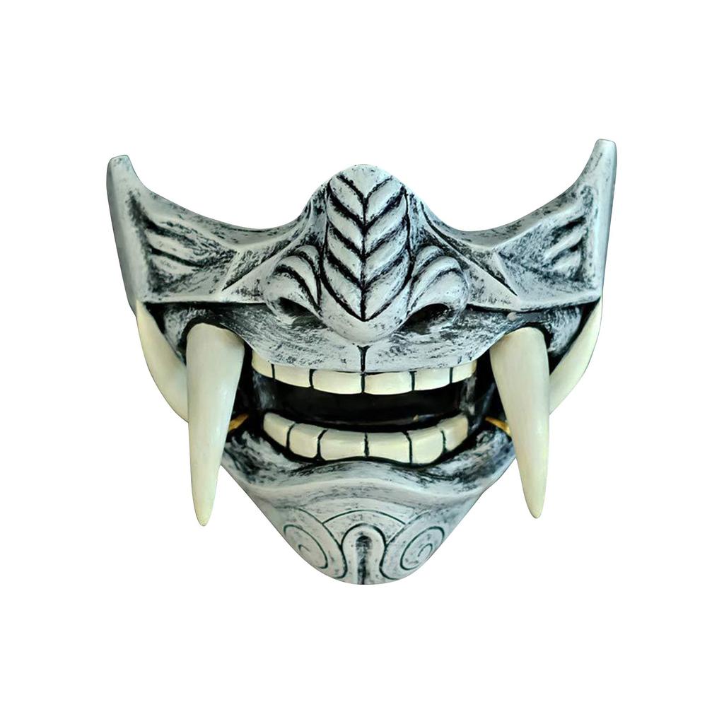 Japanese Hannya Mask De-mon Oni Sam-urai NOH Kabuki Prajna Devil Half Face Mask Cosplay