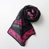 Used LEONARD Rayon Wool (Cashmere Blend) Floral Print Gauze Stole Black X Pink // Floral Pattern [2400015129723]