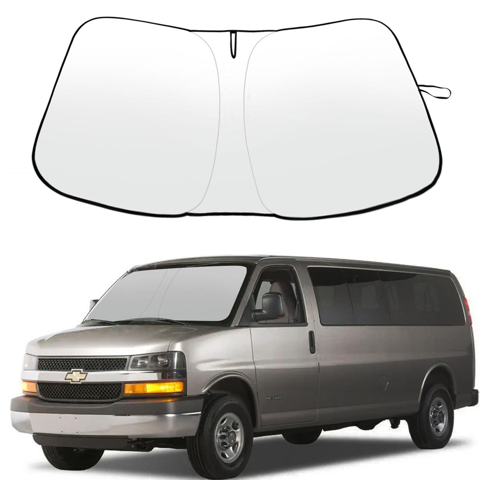 Fit Windshield Sun Shade for 1996-2025 Chevrolet Express Cargo Van Sunshade for Chevy Express Sun Visor Protector For 1996-25 Express