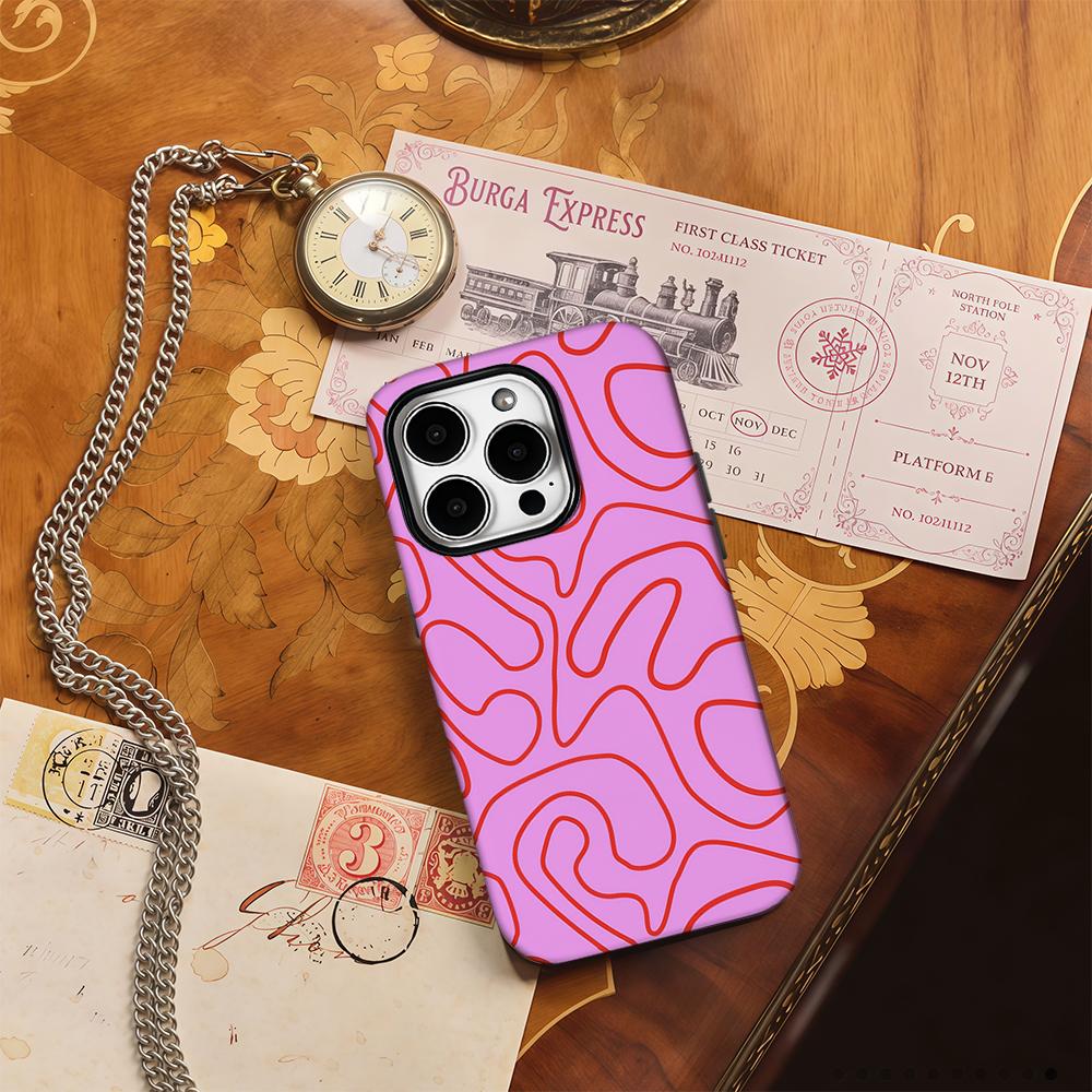 Pink Tangled Lines Phone Case for IPhone 16 15 14 13 12 11 X XS XR XSMAX 7 8 Pro Max Plus Double-layer Back Cover