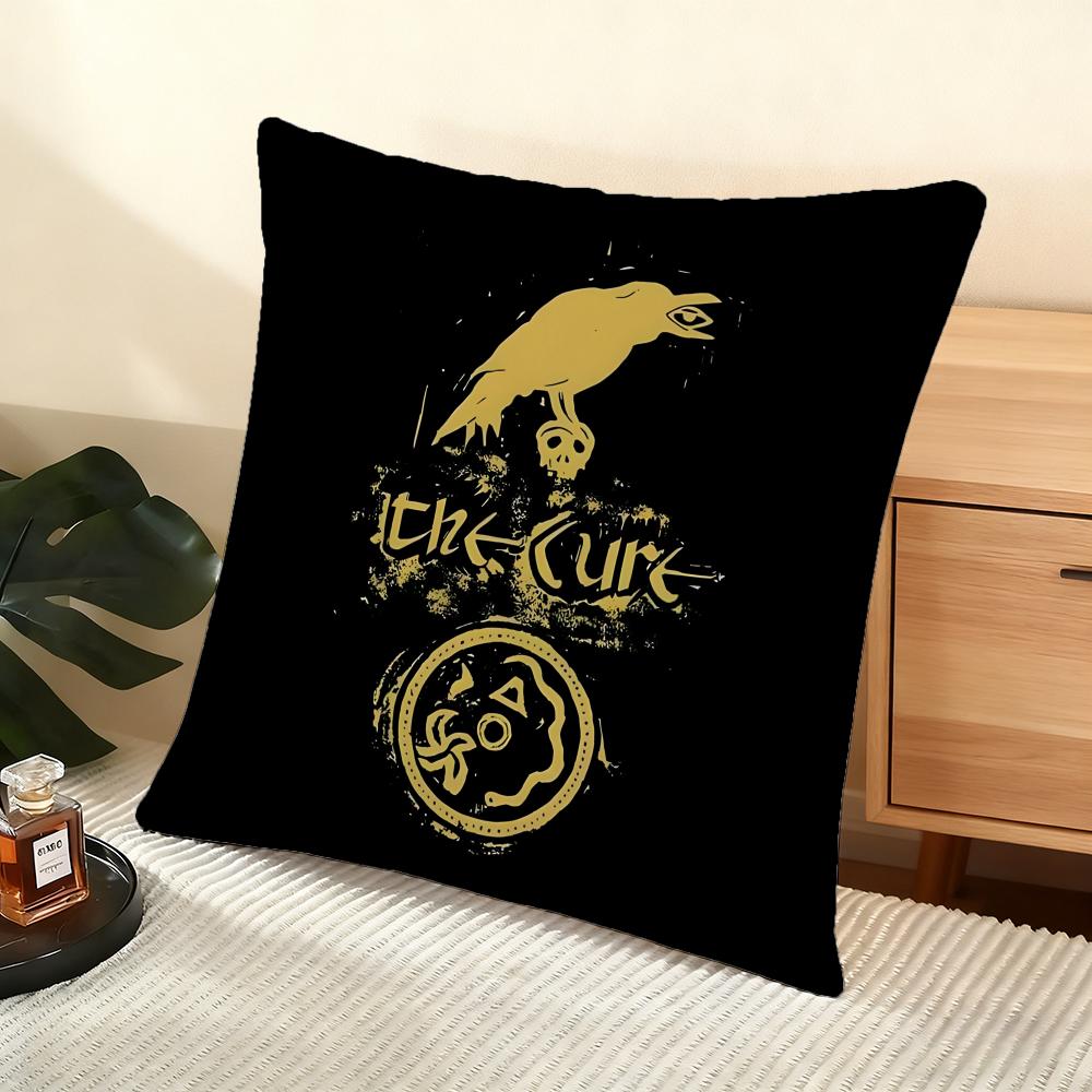 Vintage The C-Cure Rock Band Cushion Cover Soft Short Plush Pillow Cover Smooth Cozy Texture Aesthetic Cushion Case Home Decor