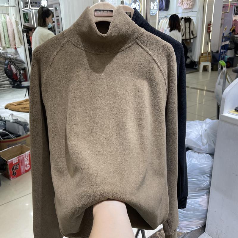 Women's Plus Size Fleece Lined Semi-High Collar Sweatshirt for Autumn/Winter