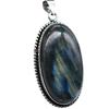Labradorite Natural Gemstone Antique Silver Plated Pendant 2.5" J 731