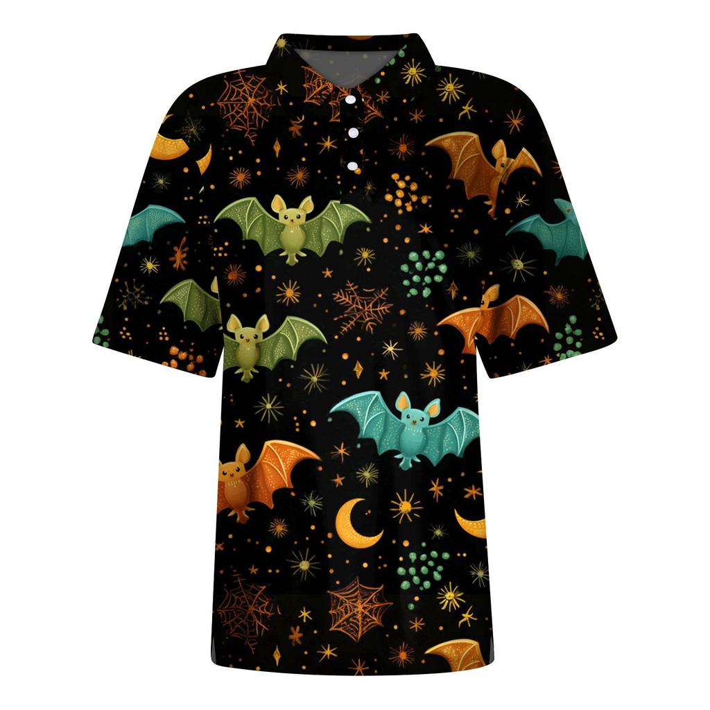 Women's Fashion Casual Lapel Short Sleeve Printed Shirt Women's Button Up Tops