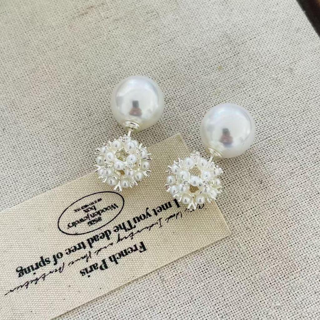 Eleganckie Francuskie Kolczyki z Cyrkoniami, Fajerwerkami i Perłami - Wszechstronna Luksusowa Moda dla Kobiet