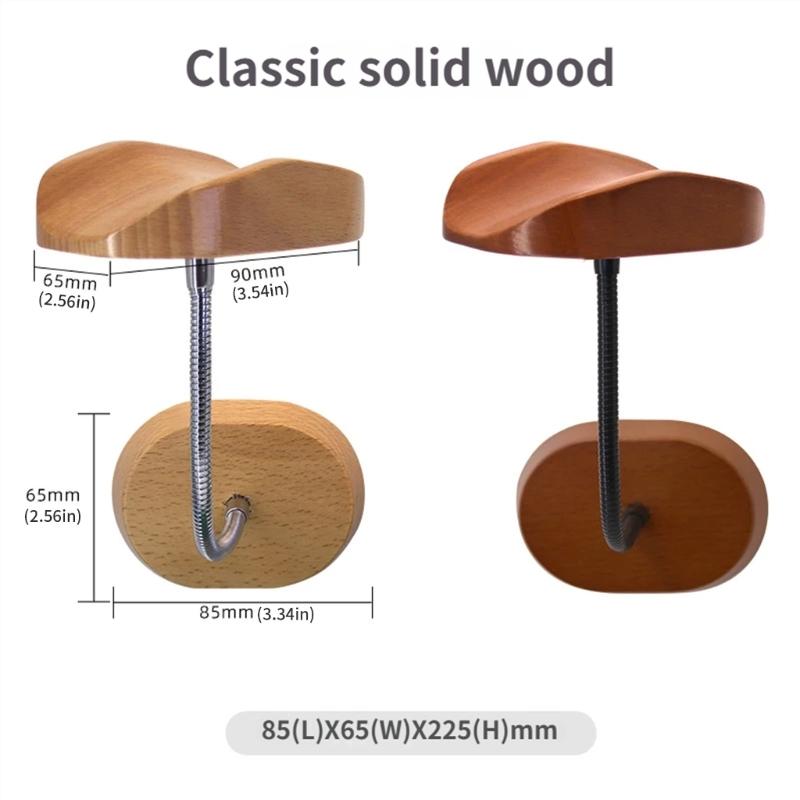 Adjustable Wood And Aluminum Alloy Headphone Stand Space Efficient Wall Mount Design Display Shelf Organiser