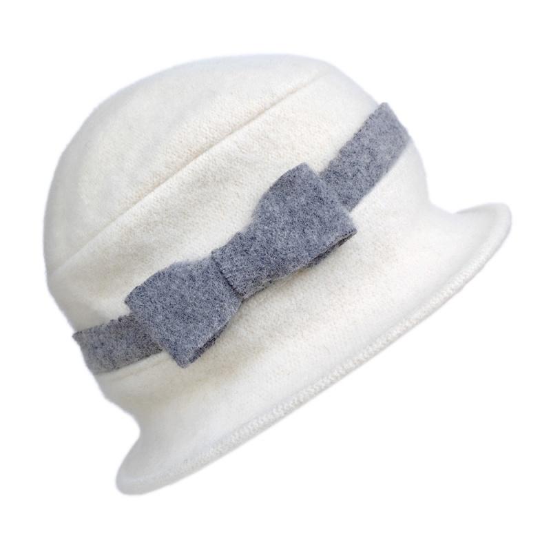 Autumn and Winter French Retro Bucket Hat Elegant Bow Decoration Wool Girl's Cap