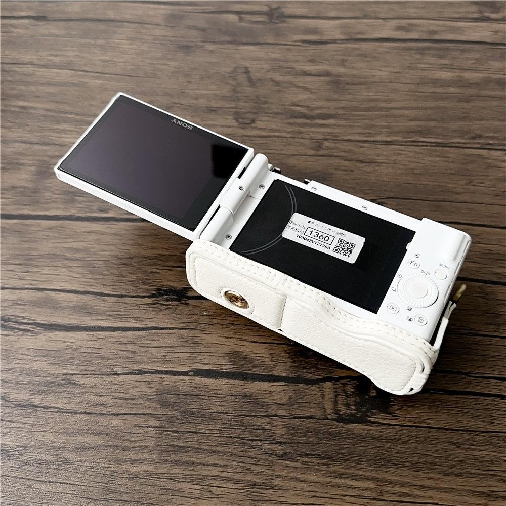 Handgefertigte PU-Leder Kamera Halbtasche für Sony ZV1F ZV-1F ZV-1M2 ZV1M2 Bodenöffnende Gehäuseabdeckung