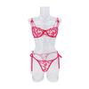 New style romantic love embroidery sexy suspenders see-through mesh with underwires