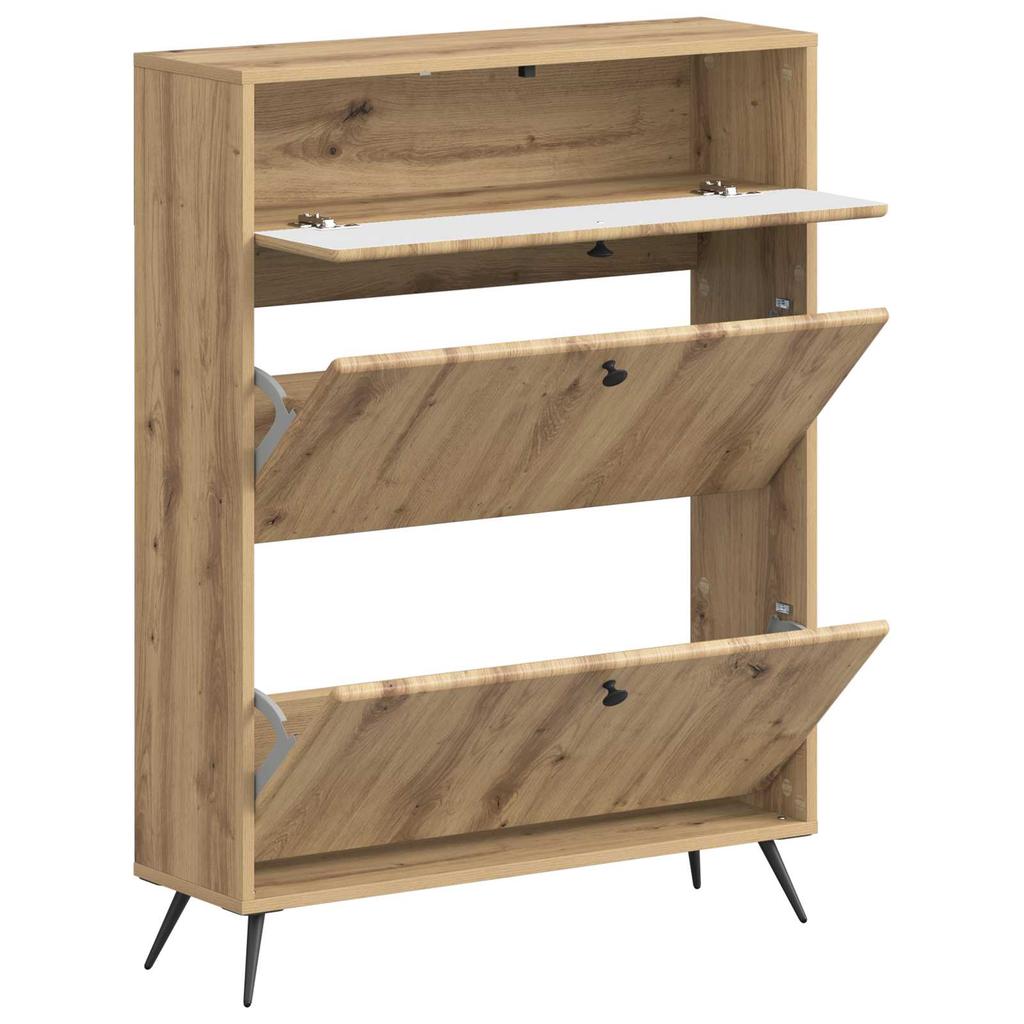Shoe Cabinet BREDA 78 X 24 X 103 Cm Engineered Wood Artisan Oak