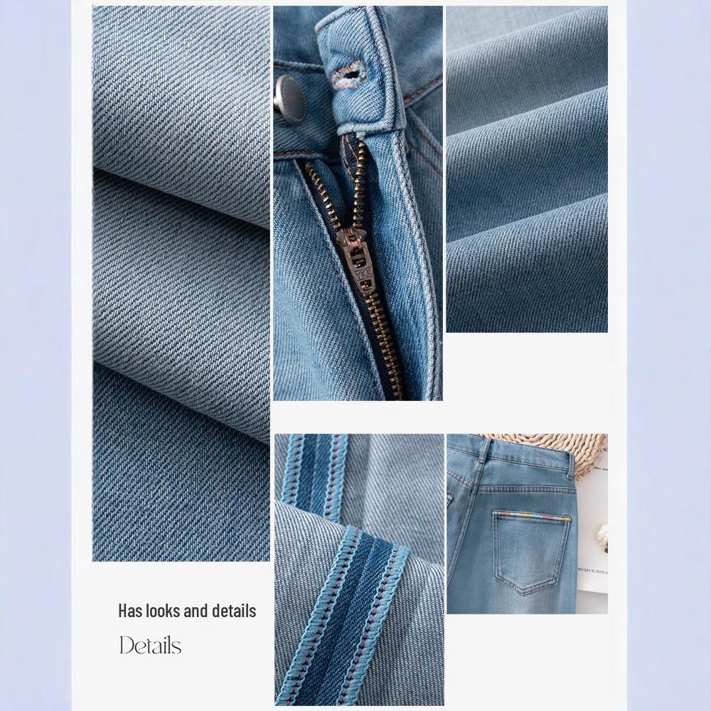 Li Shaonü Women's High-Waisted Rhinestone Wide-Leg Jeans, 2026 Summer Loose Slimming Drape Straight Pants