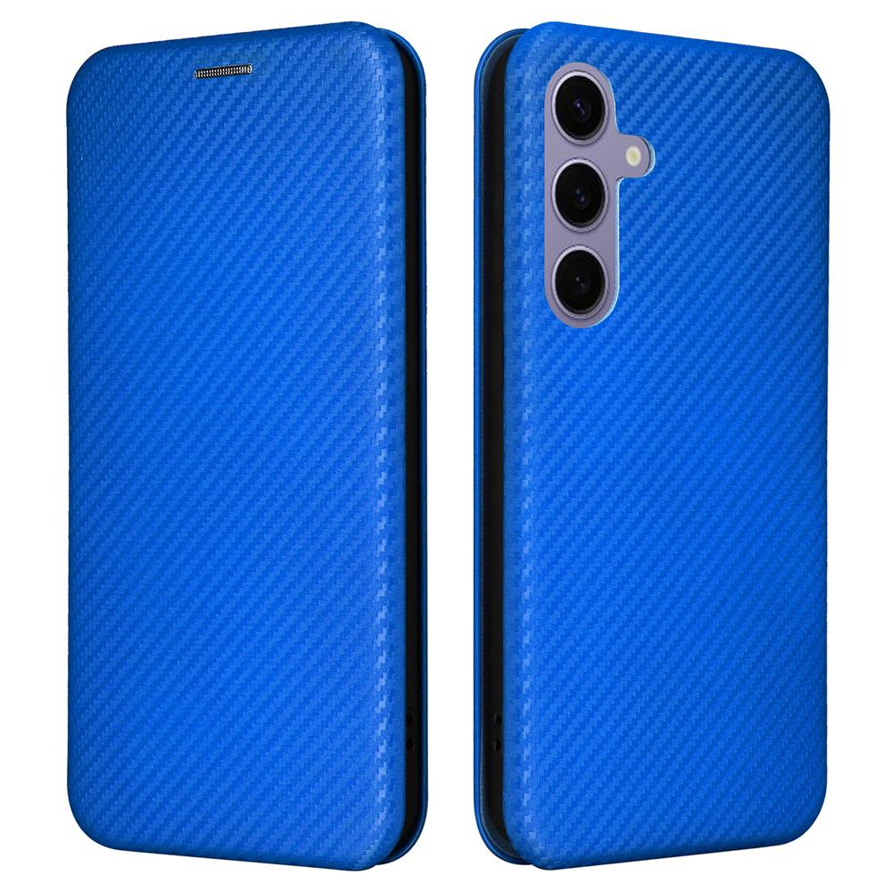 For Samsung Galaxy S25 Case Carbon Fiber Texture Drop-Proof PU Leather Phone Cover