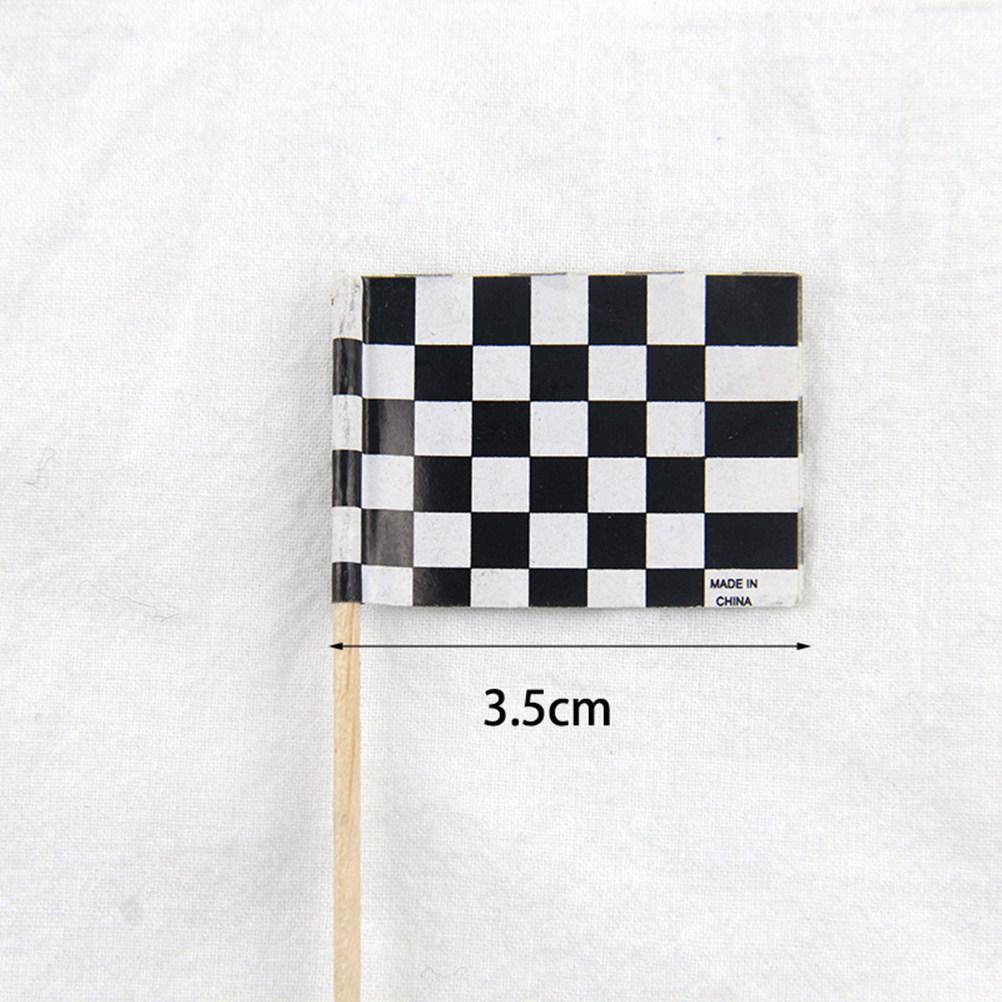 24Pcs Bamboo Checkered Flag Cake Toppers Food Safe Dessert Picks For Wedding Birthday Party Cupcake Cake Decorating